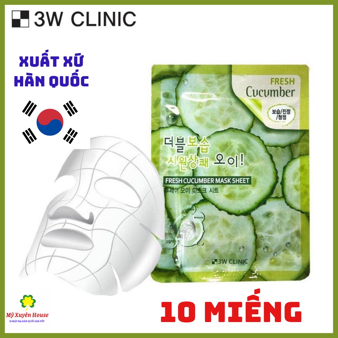 Mặt nạ 3w clinic dưa leo hàn quốc chính hãng 10 miếng