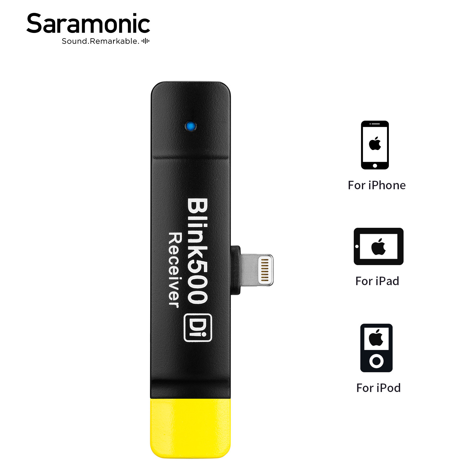 Saramonic bộ thu lightning không dây kênh đôi blink500 rxdi cho iphone và ipad thiết bị ios