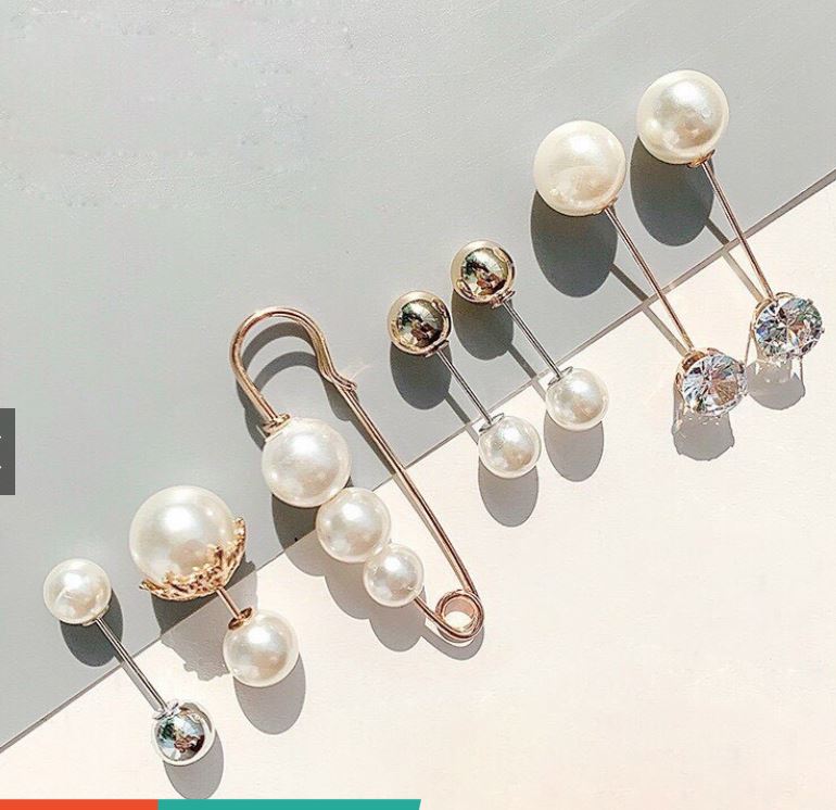 Set 13 ghim cài áo, ghim quần cài áo ngọc đính đá thiết kế sang trọng