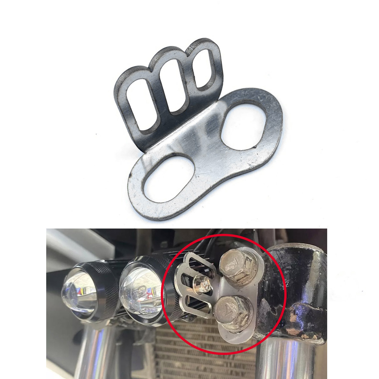 Pat sắt cb gắn đèn vào ốc phuộc