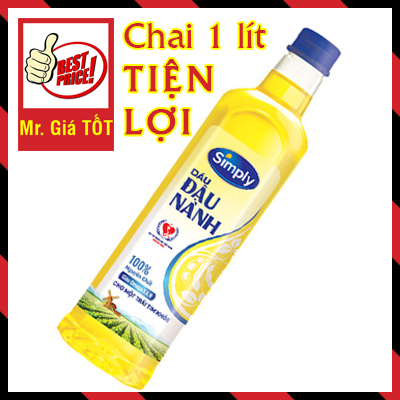 Dầu đậu nành nguyên chất Simply - Chai 1L [Mr. Giá TỐT]