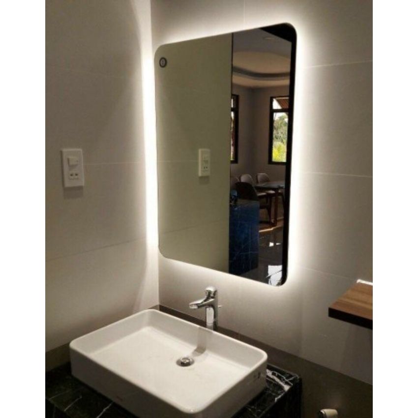 Gương cảm ứng treo tường, gương nhà tắm phòng tắm, gương đèn led hậu kích thước 60x80cm guonghoangkim BTiêuChuẩn
