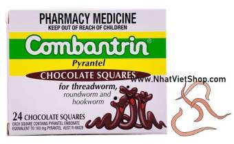 Tẩy Giun Vị Socola Combantrin Chocolate Squares của Úc 24 Viên. EXP: 7/2025