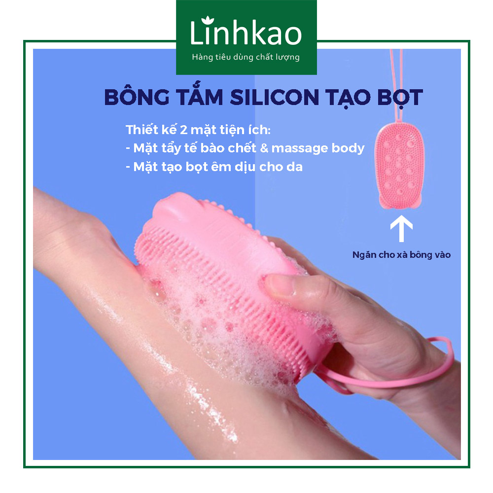 BÔNG TẮM SILICON 2 MẶT TẠO BỌT VÀ TẨY TẾ BÀO CHẾT