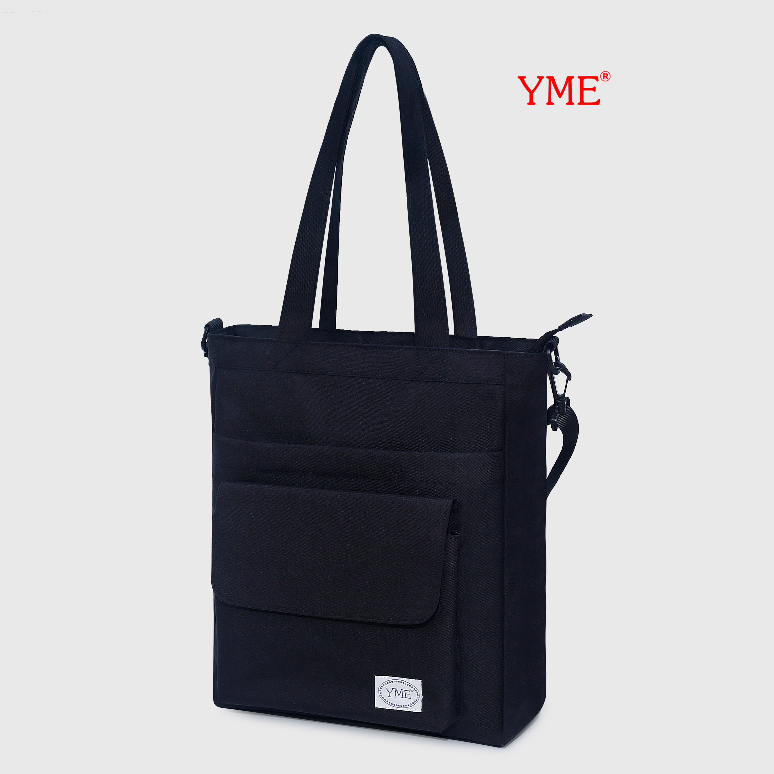 Túi tote đeo chéo vải canvas YME nhiều ngăn đựng laptop có khóa miệng đi học đi làm tiện dụng