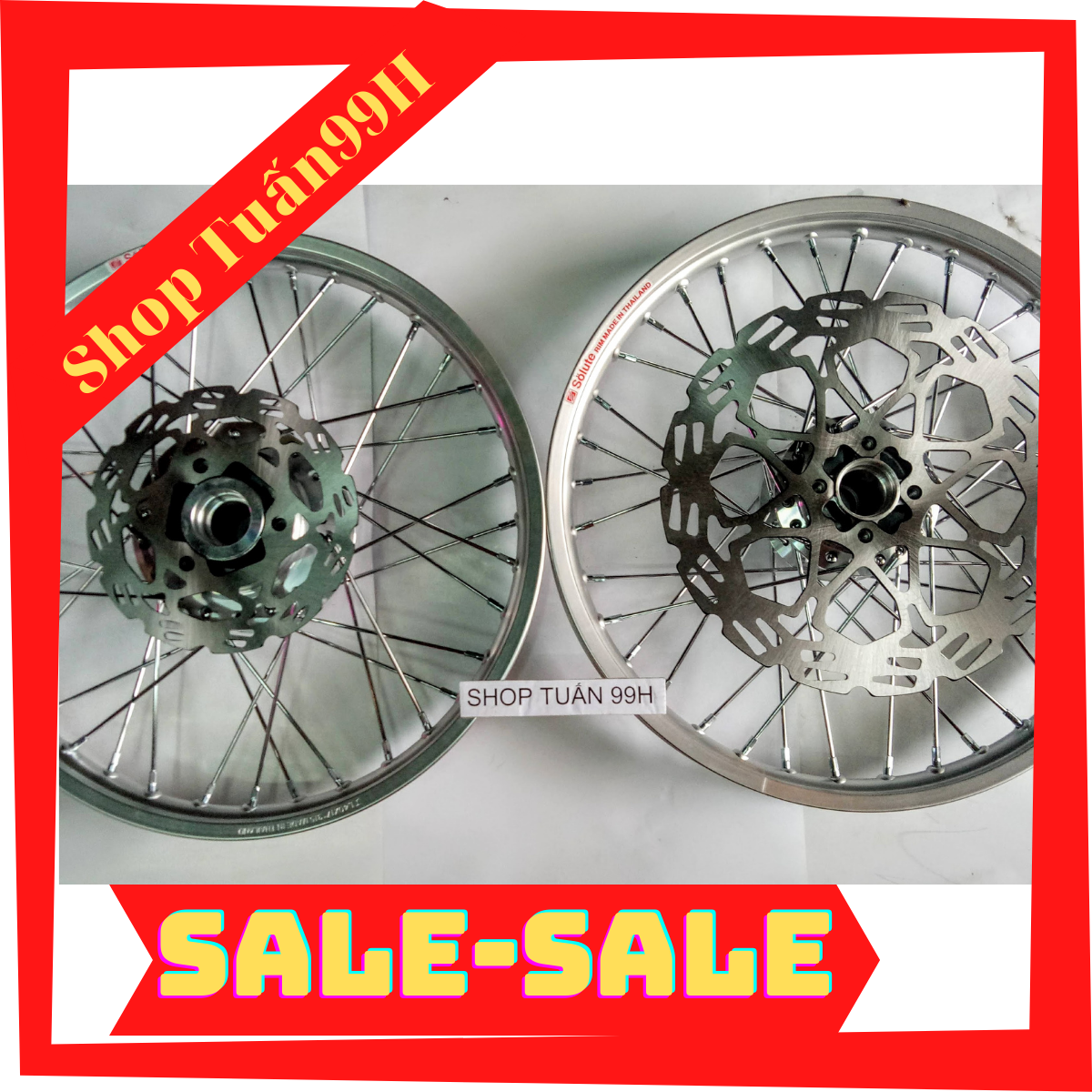 Bộ bánh căm Crom Full cặp đĩa dành cho gắn Raider, Satria 150Fi