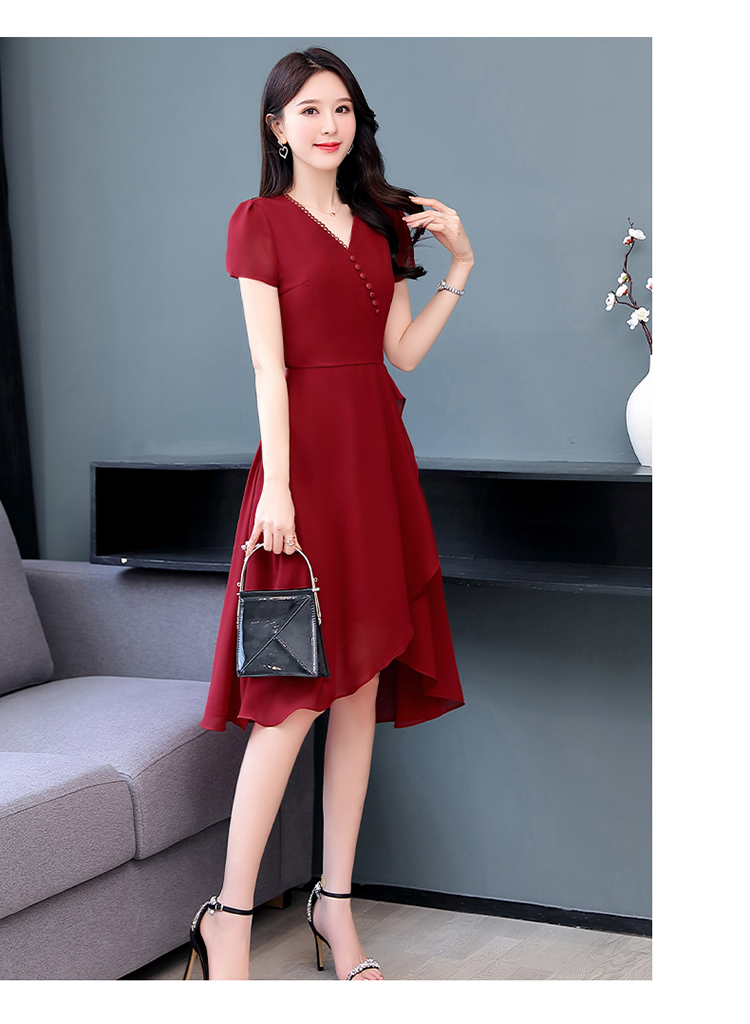 Váy voan lụa 2 lớp xẻ tà lệch tôn dáng
