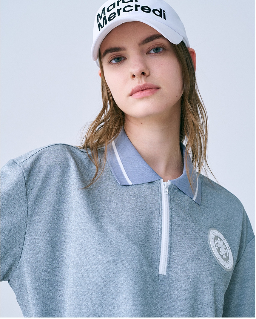 MARDI MERCREDI PIQUET ZIP UP TSHIRT ROUND EMOJI WAPPEN