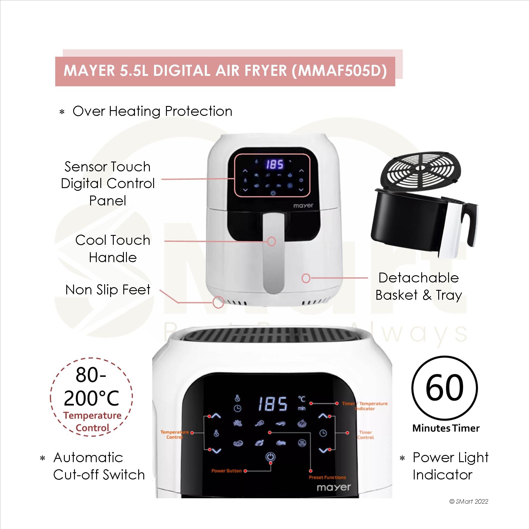 Mayer Digital Air Fryer Mmaf505D White Shopee Philippines atelier