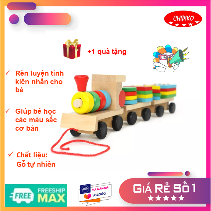 Đồ Chơi Xe Lửa Bằng Gỗ - Tàu Hỏa Thả Hình Khối An Toàn Cho Bé - Đoàn tàu hỏa gỗ thả hình khối, đồ chơi gỗ tàu hỏa thả hình khối, bộ đồ chơi xe lửa cho bé, bộ tàu xe lửa đồ chơi