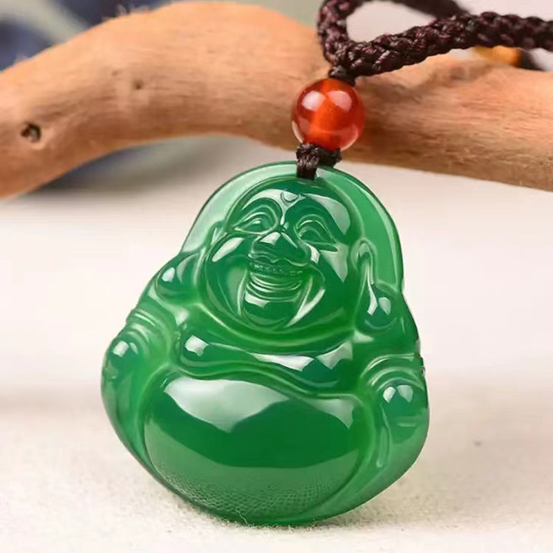 Mặt Dây Chuyền Nam Phật Quan Âm Đá Chalcedony Xanh Tự Nhiên Mặt Dây Chuyền Ngọc Bích Bồ Tát Bồ Tát Đ
