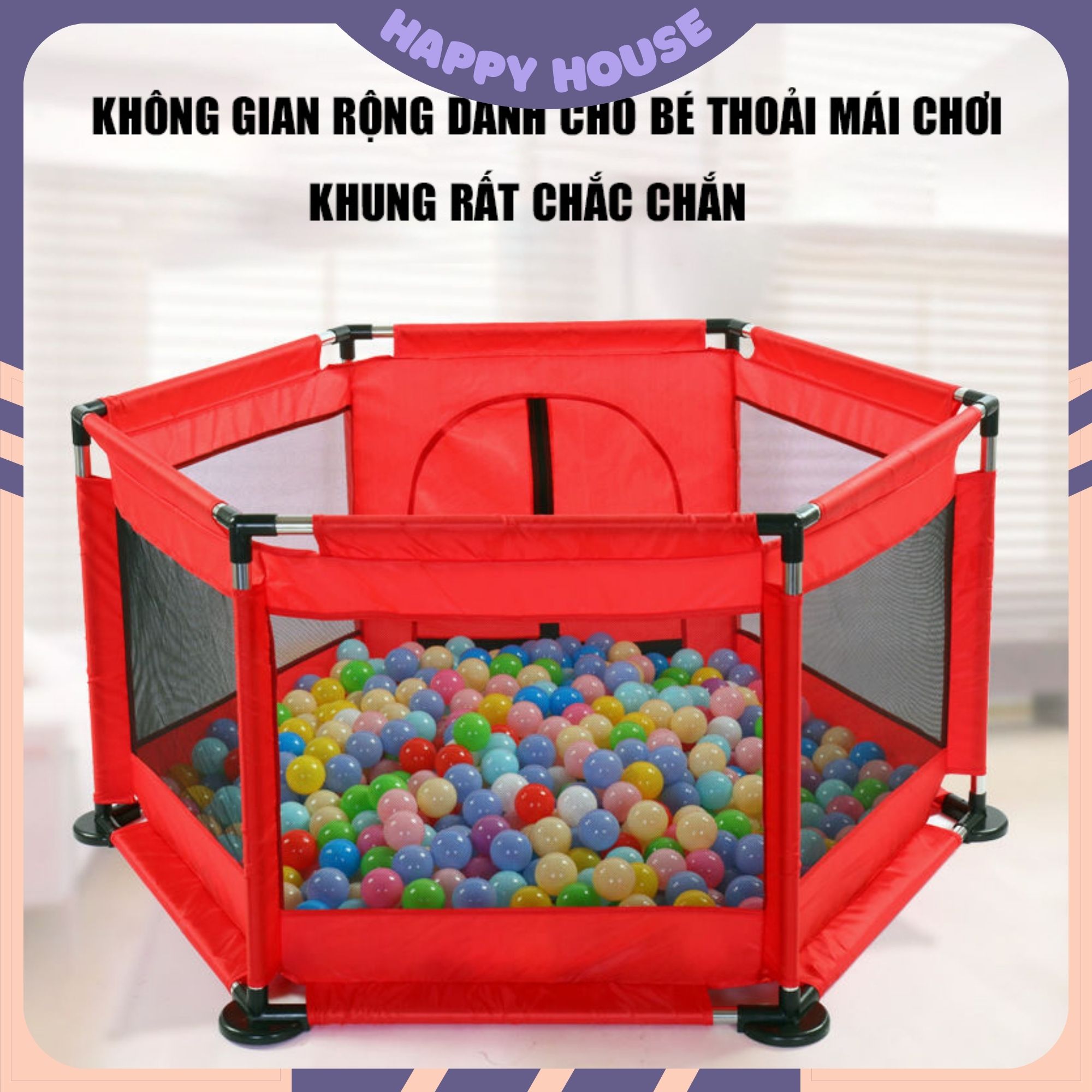 Quây Bóng Cho Bé, Nhà Banh Chơi Bóng Cho Bé, Quây Cũi Kiêm Nhà Banh Cho Bé, Nhà Bóng Khung Thép Inox Chất Lượng, Thỏa Sức Cho Bé Vui Chơi
