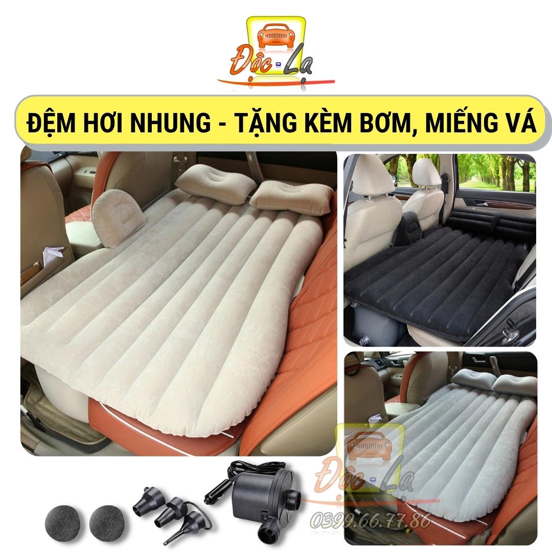 Đệm hơi, nệm hơi cao cấp trên ô tô có tặng kèm 1 bơm điện và 2 gối, 2 miếng vá