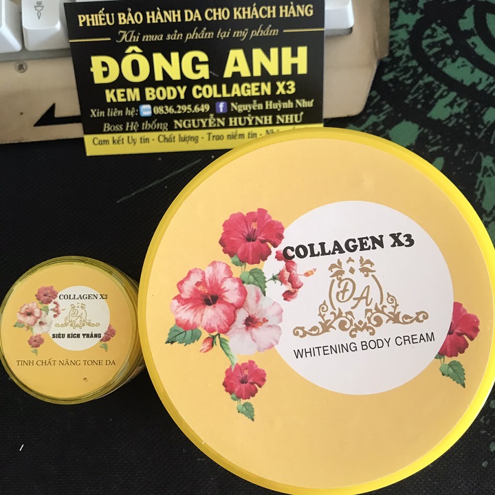 Combo Kem trắng da body collagen x3 và kích trắng collagen x3