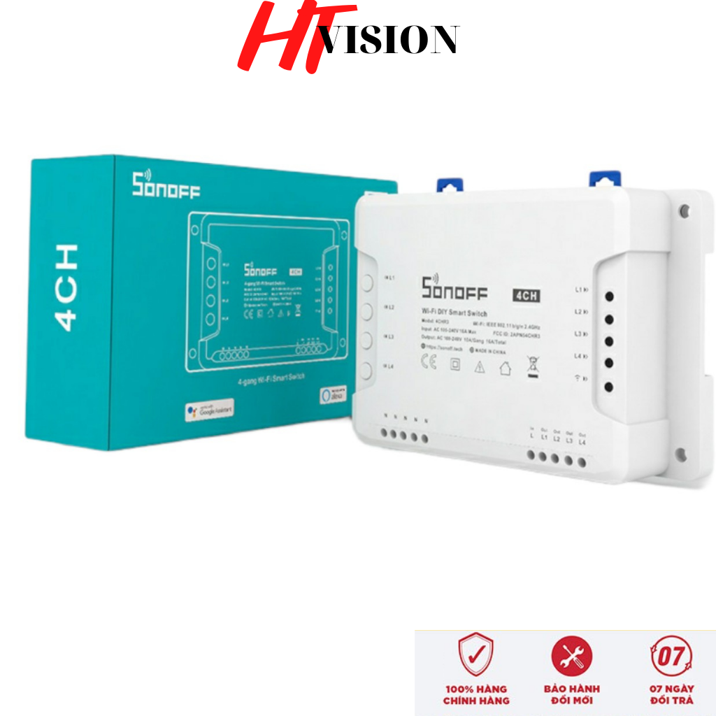 Sonoff 4CH R3 Bản quốc tế - Công tắc thông minh 4 kênh điều khiển qua Wifi 3G 4G Mới 100%