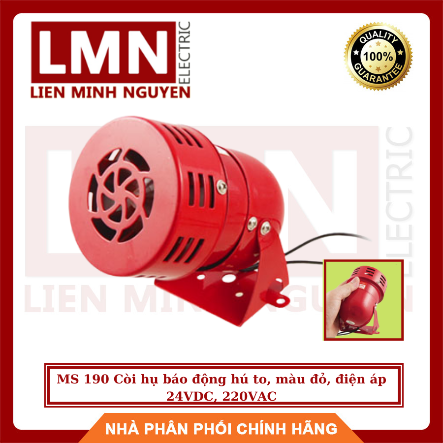 Ms 190 còi hụ báo động hú to, màu đỏ, điện áp 24vdc, 220vac