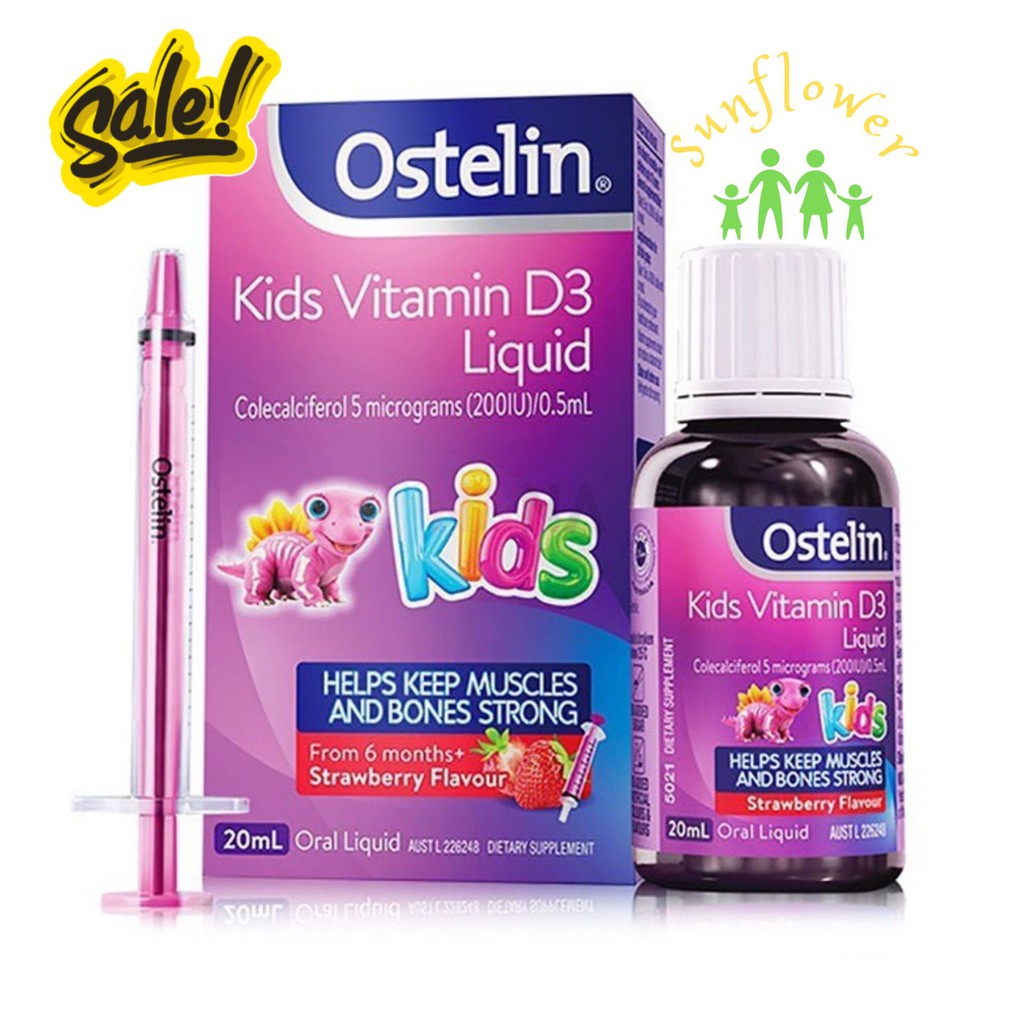 Siro Ostelin Vitamin D Liquid Kids Dạng 20ml Của Úc cho bé từ 6 tháng