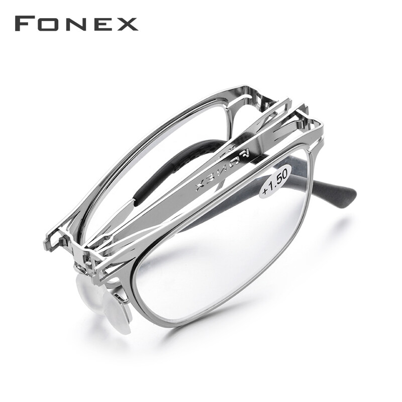 FONEX Folding Reading Glasses for Men and Women Foldable Presbyopia Reader Hyperopia Diopter Eyeglasses Readrers Screwless Eyewear Graded Power Lens LH012 +1.0 1.5 2.0 3.0 2.5 3.5 100 150 200 250 300 350