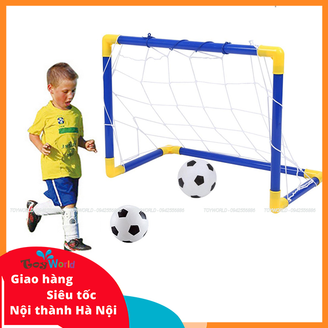 Bộ khung thành bóng đá mini cho bé tự lắp có thể gấp gọn kèm đồ bơm dành cho trẻ em