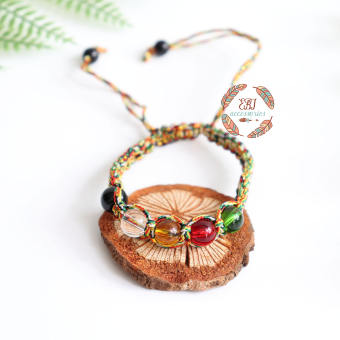 Vòng Tay Bình An Pha Lê Chỉ Ngũ Sắc