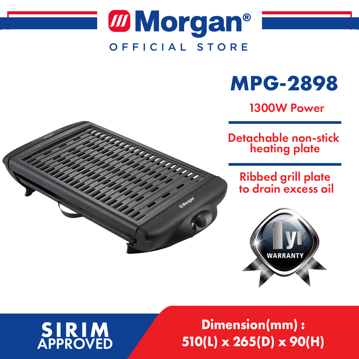 MORGAN MPG-2898 PAN GRILL NON-STILCK COATED