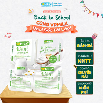 Sữa chua ăn VPMilk Đà Lạt True Yogurt ít đường (Thùng 48 hộp)