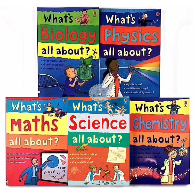 Usborne what’s maths, chemistry, physics, science, biology all about ? - 5 quyển