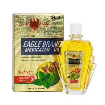 Dầu Gió Vàng Singapore Con Ó Eagle Brand 24ml CHÍNH HÃNG 2 NẮP