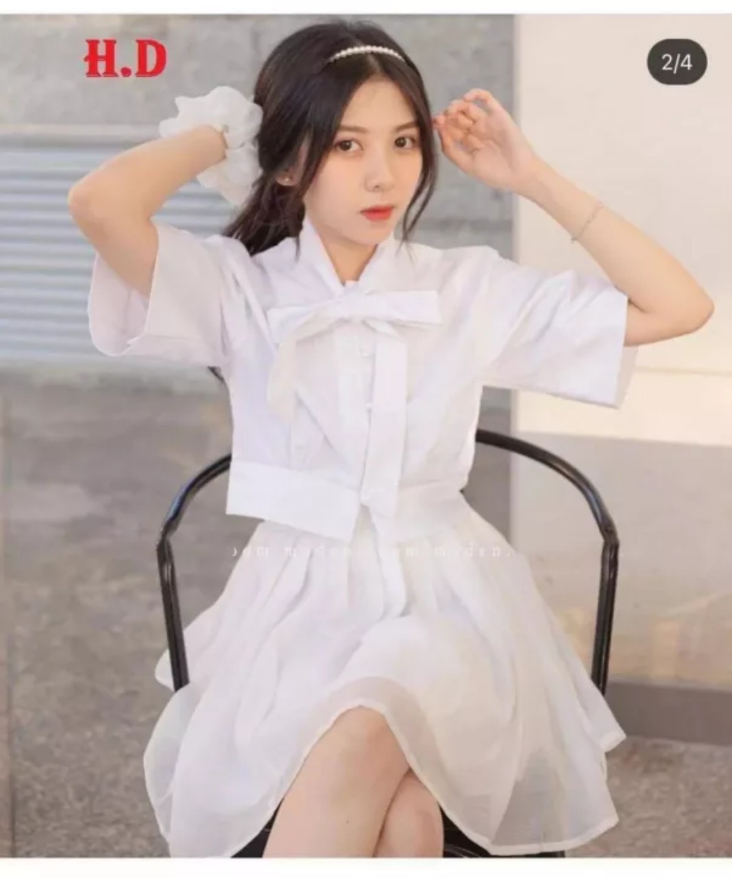 SIÊU HOT: Sét váy Croptop thắt nơ và chân váy xòe 02 lớp siêu đẹp