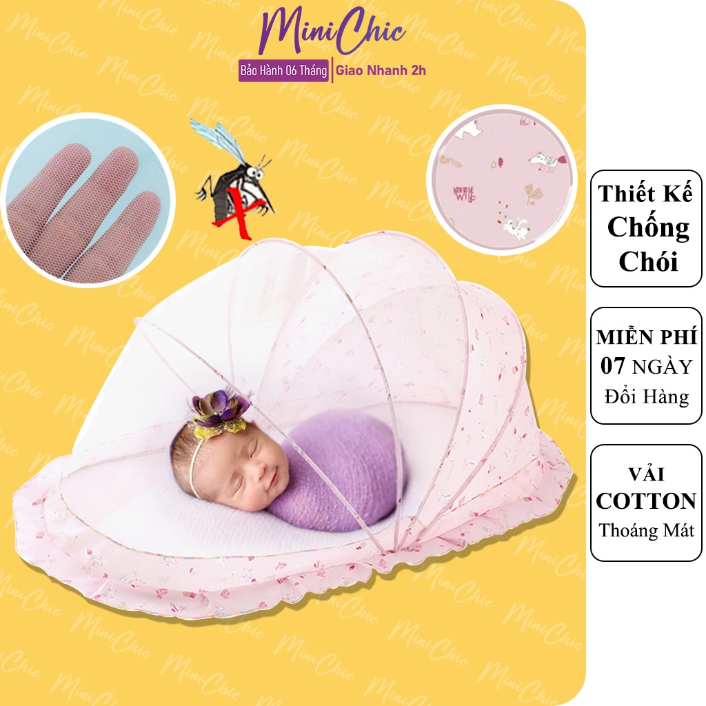 Màn chụp cho bé, mùng xếp thông minh, màn chụp gấp gọn cho bé, dùng cho giường và nôi cũi