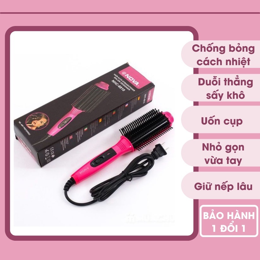 Dụng Cụ Làm Tóc Chuyên Nghiệp - Lược điện chải tóc Nova làm phồng tóc, uốn cụp tóc NHC8810 bề mặt lược được phủ công nghệ nano đảm bảo an toàn không làm hư hại tóc, giúp thời gian làm xoăn tóc nhanh hơn