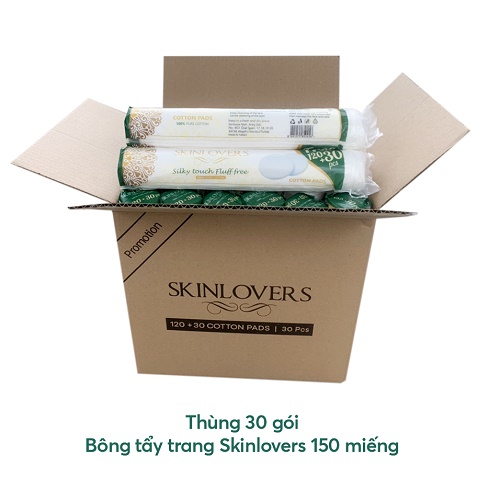 Thùng 30 gói bông tẩy trang Skinlovers 120+30 miếng