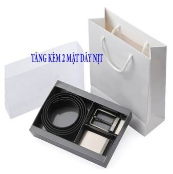 Dây thắt lưng da kèm 2 mặt thay đổi tiện lợi - Dây Lưng Nịt Nam Da Bò  Dây Dùng Được 2 Mặt Đen/Nâu Cao Cấp  Khóa Hợp Kim Chống Rỉ, Dây Nịt Thắt Lưng Nam