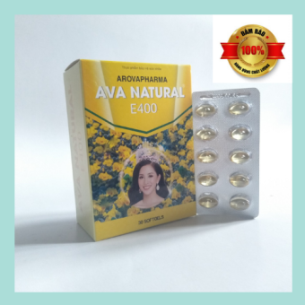 Viên uống AVA NATURAL E400 chứa Dầu hoa anh thảo và vitamin E -Giúp ngăn ngừa lão hóa, làm mờ nếp nhăn, sạm da và tàn nhang - Hộp 30 viên [CHÍNH HÃNG]
