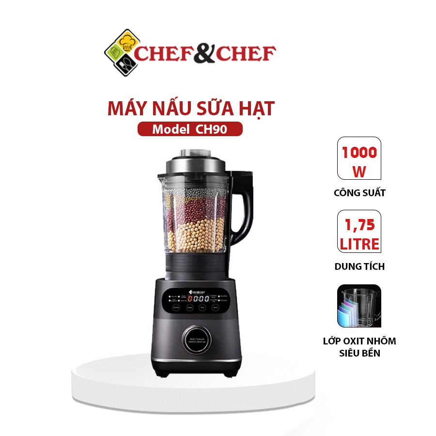 [GIAO SIÊU TỐC 2H] Máy xay nấu sữa hạt đa năng CHEF&CHEF CH90 [HÀNG CAO CẤP] với thiết kế sang trọng, hiện đại.