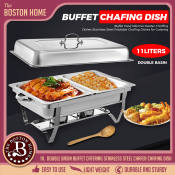 Boston Home Chafing Dish - Stainless Steel Buffet Food Warmer