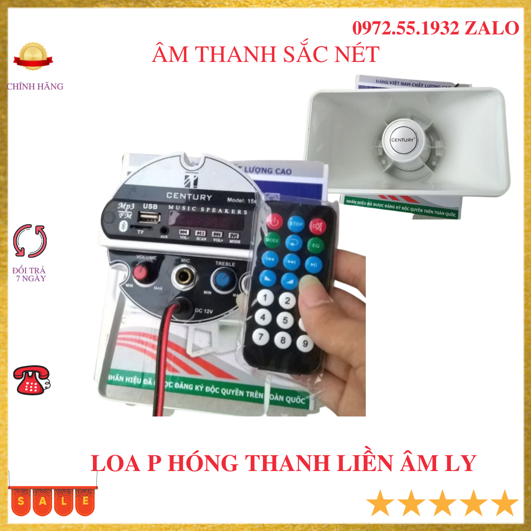 Loa phóng thanh liền âm ly - 12v - có thẻ nhớ cắm micro có bluetuth - dt