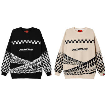 Áo Sweater TireTrack Tay Dài 2 màu Đen Và Beige Nỉ Cotton - HIGHCLUB Brand Chính Hãng