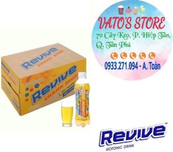 Thùng 24 chai Nước bù khoáng REVIVE chanh muối chai 390ml / Lốc 6 chai REVIVE vàng chanh muối chai 390ml