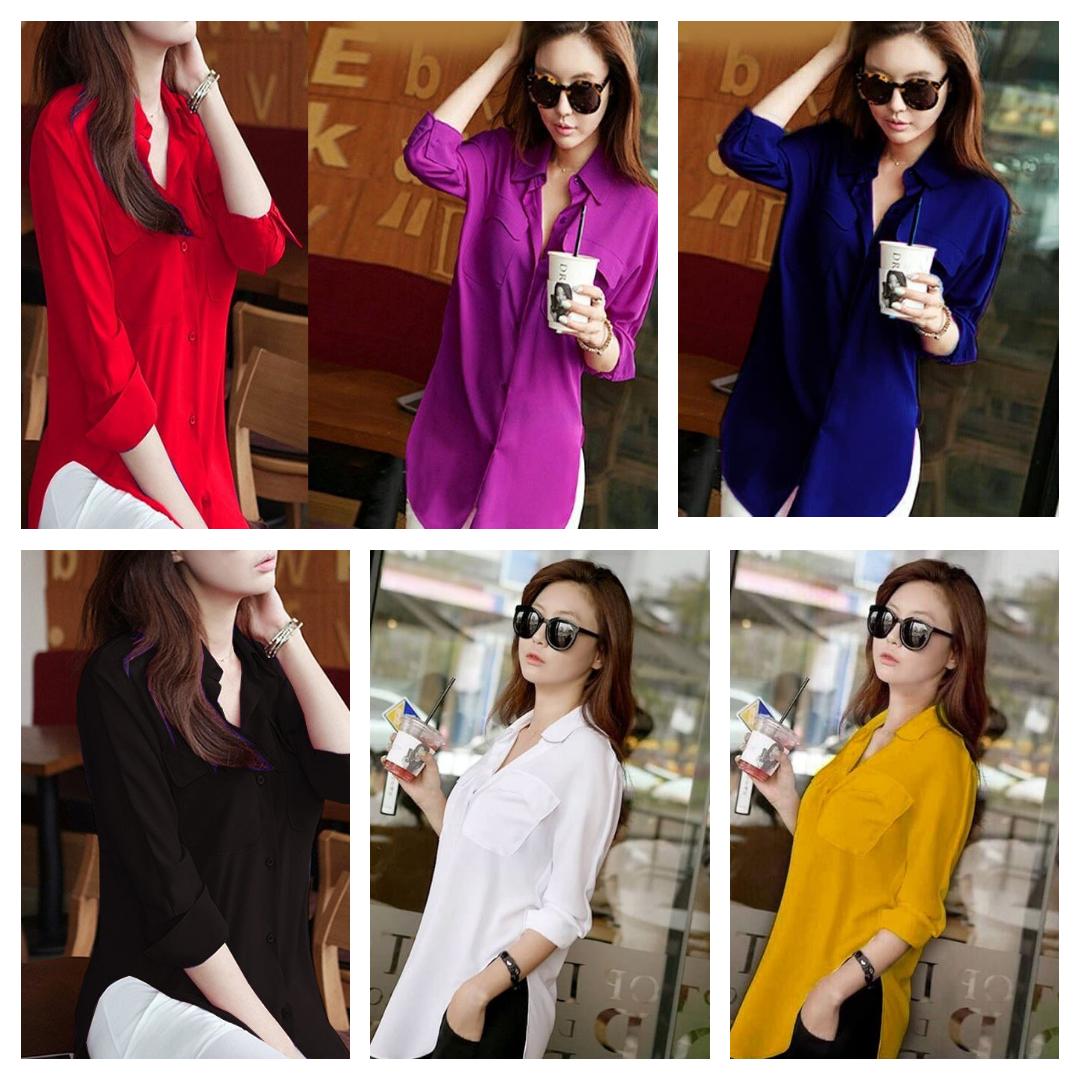 Áo sơ mi kiểu phom dài tay cổ trụ điệu đà hàng chuyển chọn xb68shop - xb1153