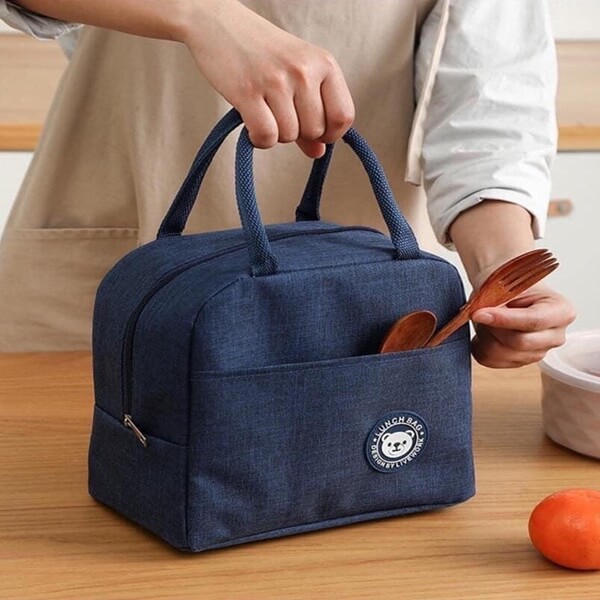 Túi giữ nhiệt đựng hộp cơm trưa Lunch Bag vải Oxford có lớp lót bạc cách nhiệt, giữ ấm size lớn giữ nhiệt lâu