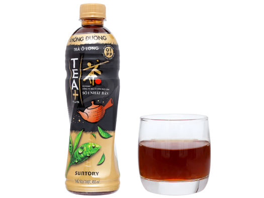 Thùng 24 chai trà ô long Tea Plus không đường 455ml