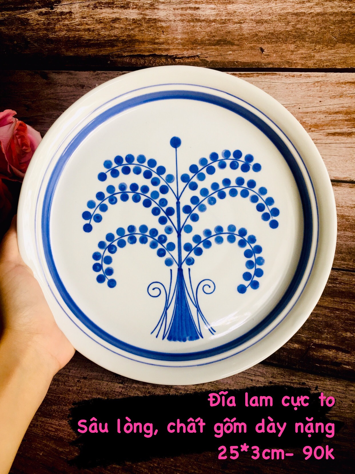 GỐM NHẬT - ĐĨA LAM LỚN SÂU LÒNG