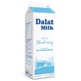 Sữa thanh trùng không đường Dalat Milk  950ml