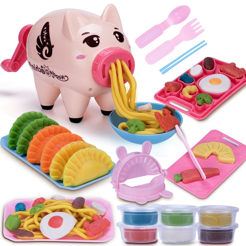 Đồ chơi đất nặn chú heo làm mì sợi