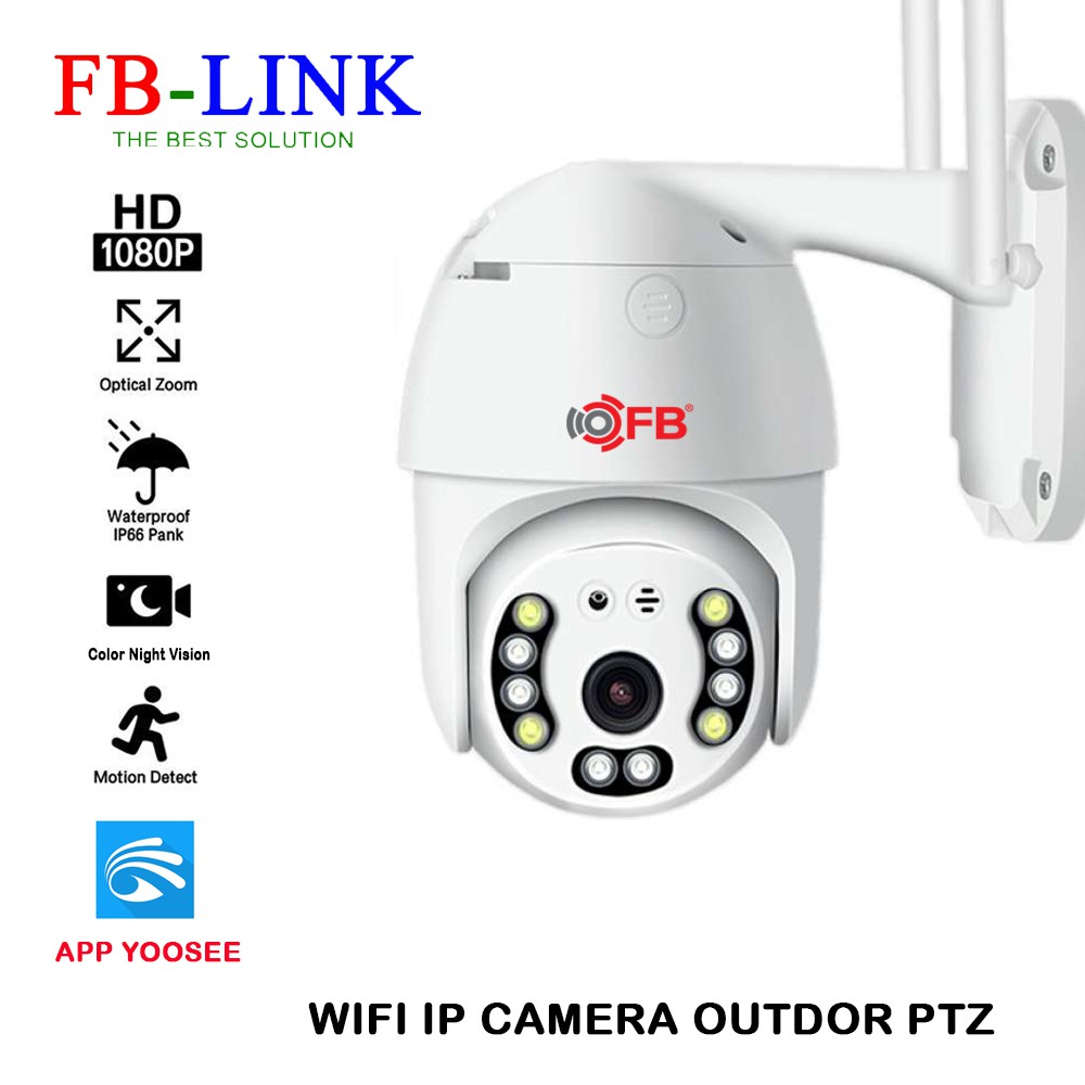 [HCM]Camera Wifi Ngoài Trời 2022,CameraChống Chịu Mọi Thời Tiết Camera IP Wifi Ngoài trời FB-Link GT-5200 Full HD (App Yoosee – Ban đêm có màu).