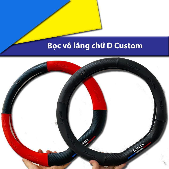 HCM- Bọc Vô Lăng, Bọc Tay Lái ô tô chữ D hiệu Custum Size M, đường kính 38cm kiểu dáng cao cấp sang trọng đẹp.