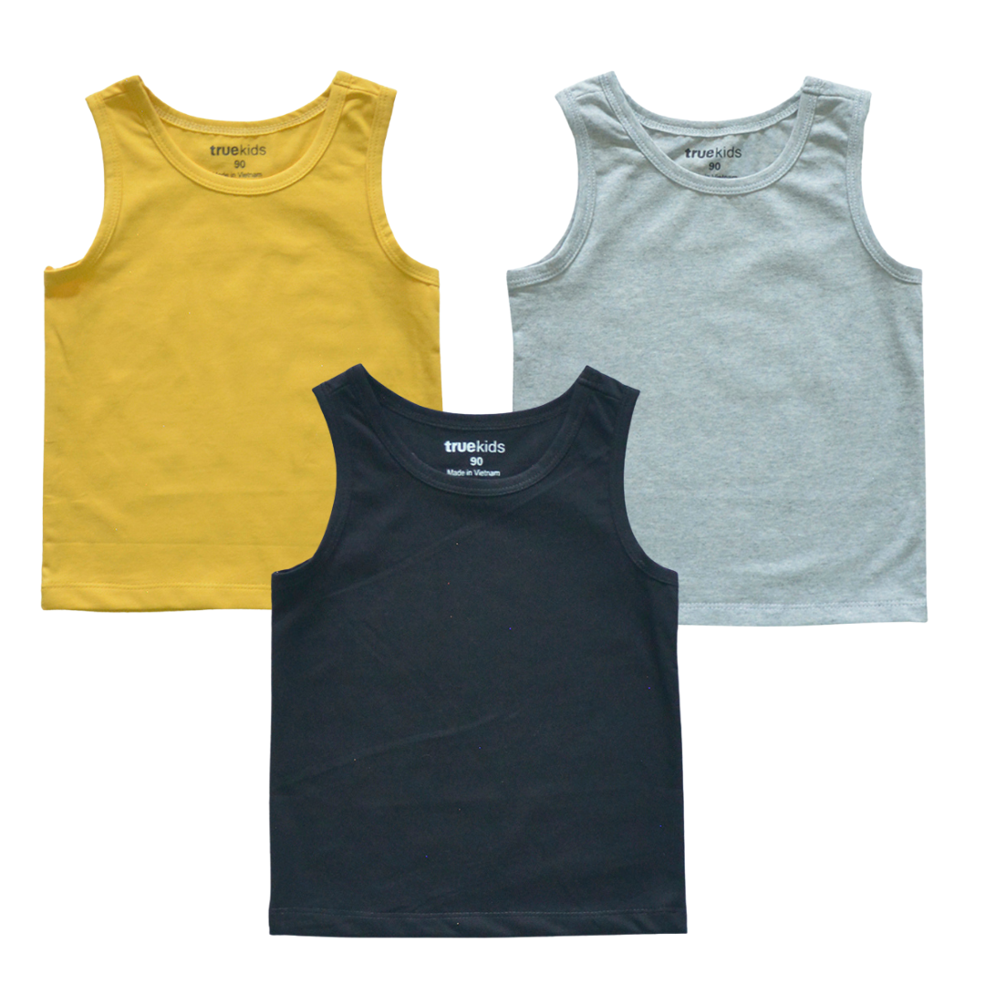 [Combo 3 áo] Áo thun ba lỗ trẻ em Truekids, áo thun trơn ba lỗ cho bé trai bé gái nhiều màu