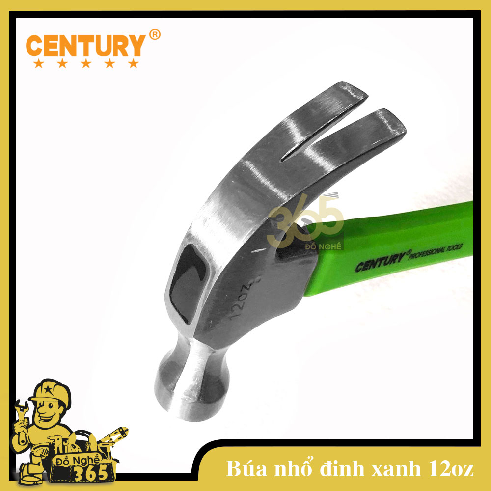 Búa nhổ đinh CENTURY 12OZ (485g) cán nhựa Xanh -  búa chuyên đóng và nhỗ đinh nạy đinh dùng cho các công trình xây dựng, trong gia đình