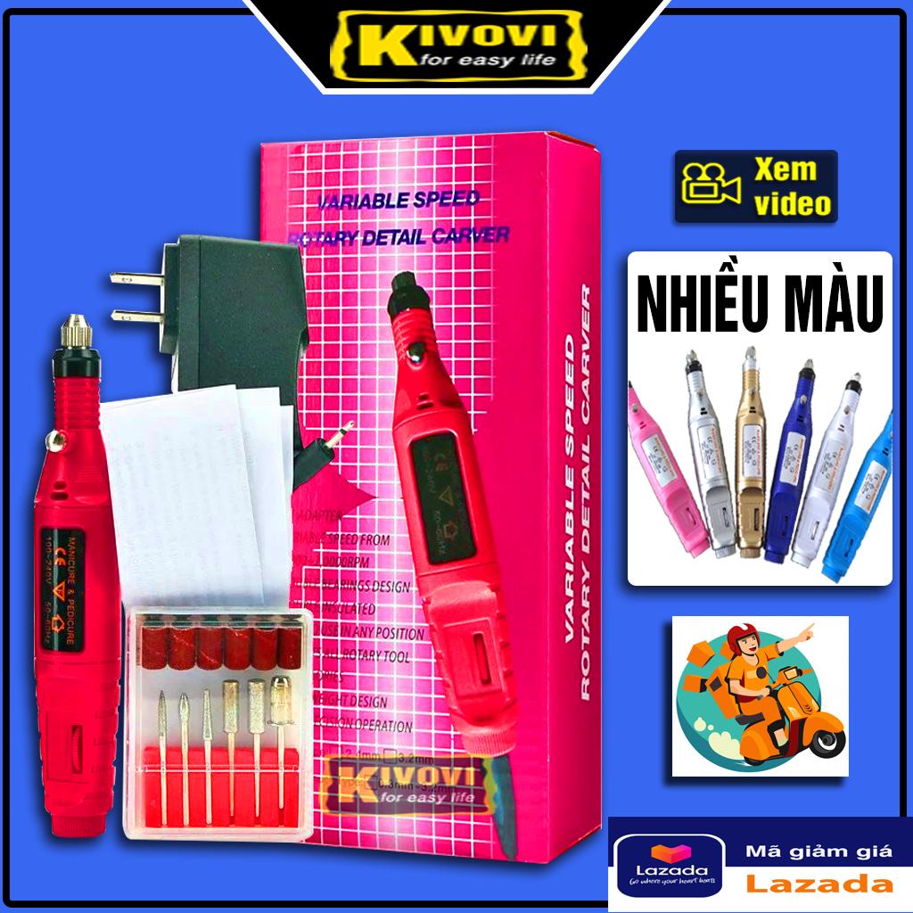 Máy Mài Mini Cầm Tay Làm Nail LOẠI TỐT 12v - Máy Mài Khắc Mini Đa Năng có thể Đánh Bóng Kim Loại, Mài Dao, mài Kéo, Khắc Gỗ,...-Kivovi